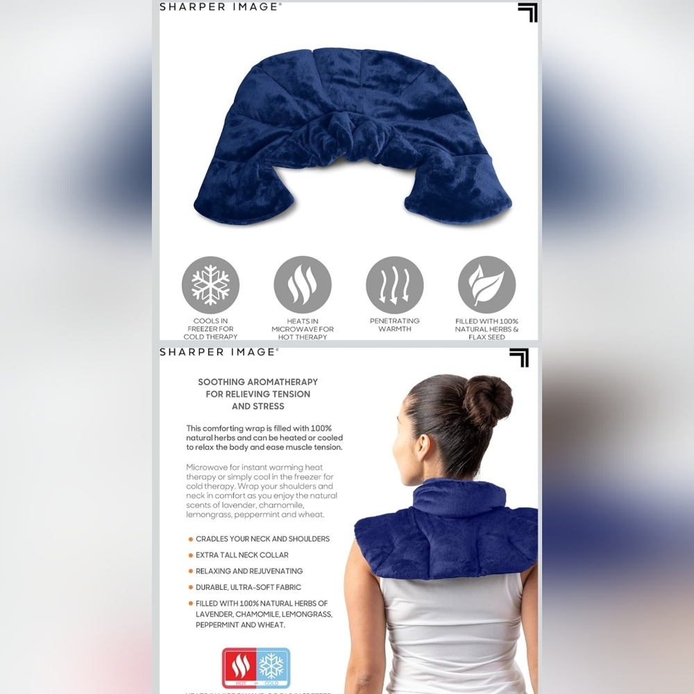 Sharper Image Heated Neck + Shoulder Blue Wrap